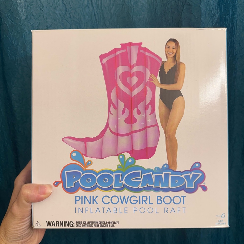 Pink Cowgirl Boot Inflatable Pool Raft